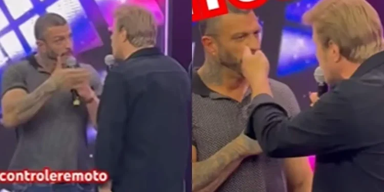 Campeões do BBB Bambam e Alemão brigam em gravação de programa na Band