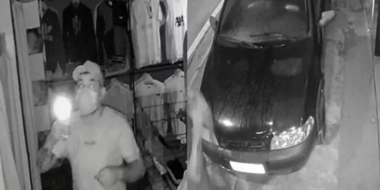 Bandidão esconde cara com máscara de covid e boné para assaltar no Alvorada