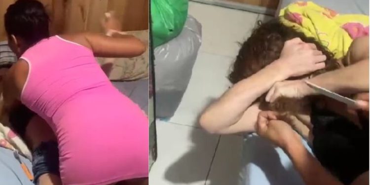Bl1nd@das brigam por macho e uma tem cabelo cortado a golpe de faca: Vídeo