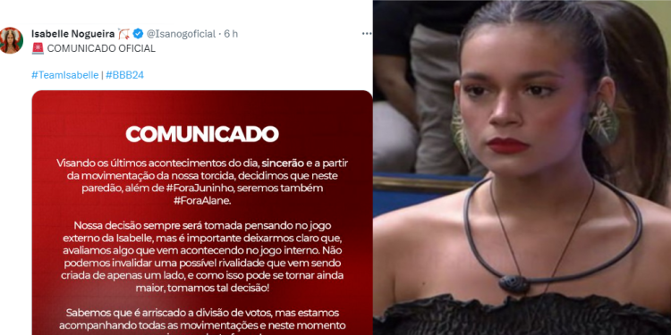 Após ‘Sincerão’ no BBB, equipe de Isabelle Nogueira pede que fãs votem em Alane: ‘Possível rivalidade’