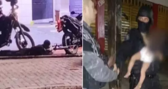 Homem atira na cabeça da ex-esposa, faz a filha bebê de refém e leva tiro da polícia na mão