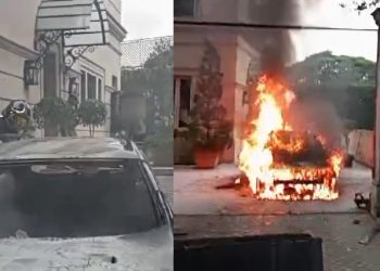 Vídeo: bandidos assaltam mansão, mas morrem após carro explodir na fuga