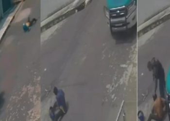 Vídeo: bandido tenta fugir da PM em Manaus, mas cai da moto e se estrepa no chão