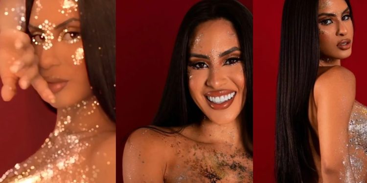 Vídeo: Isabelle surge como veio ao mundo coberta apenas por pintura; veja fotos