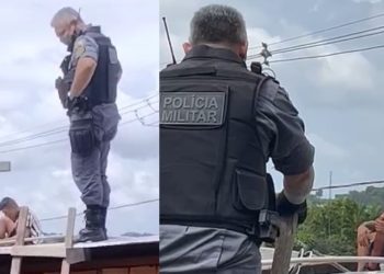 Vídeos: suspeito de assalto em Manaus foge da PM, cai, quebra a perna e chora: ‘ai, ai’