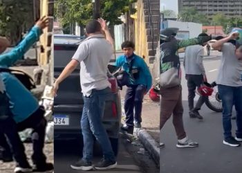 Vídeo: motorista agride fiscal do Zona Azul em Manaus e acaba apanhando depois
