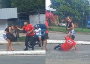 Vídeo: Bombeira civil puxa ladra pelos cabelos e leva facada em estacionamento na ZL
