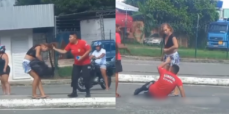 Vídeo: Bombeira civil puxa ladra pelos cabelos e leva facada em estacionamento na ZL