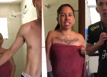Vídeo: ‘A culpa é dele’, diz mãe ao ser flagrada com o marido da própria filha em banheiro