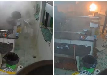 Susto: Panela de pressão explode e fritadeira inflama em pizzaria. Veja o vídeo
