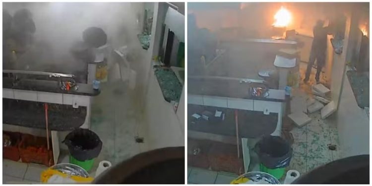 Susto: Panela de pressão explode e fritadeira inflama em pizzaria. Veja o vídeo