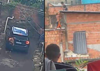 Vídeos: suspeito de estupro sobre no telhado, é baleado e preso em Manaus