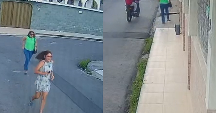 Vídeo mostra mulheres correndo e tentando escapar de dupla de assaltantes em Manaus; veja
