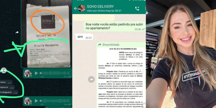 Entregador é bloqueado de app após blogueira de Manaus reclamar que ele não subiu ao apartamento