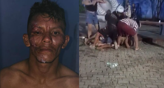 Vídeo: Em Parintins, ‘doidão’ tira menininho do colo da mãe, enforca e bate nele