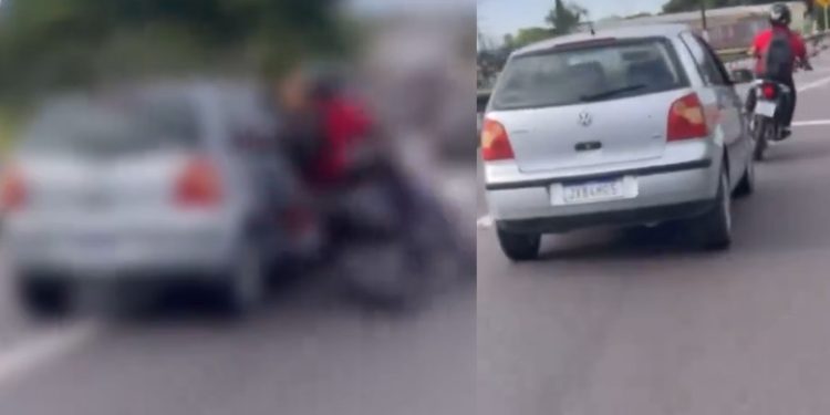 Vídeo: motorista atropela motoqueiro e tenta fugir em Manaus