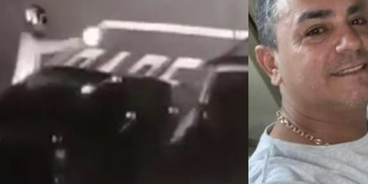 Vídeo mostra agiota papocado dentro do carro na frente do filho