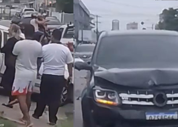 Vídeo: Aparentemente bêbado, motorista tenta fugir e população o impede após acidente em Manaus
