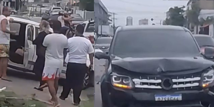 Vídeo: Aparentemente bêbado, motorista tenta fugir e população o impede após acidente em Manaus