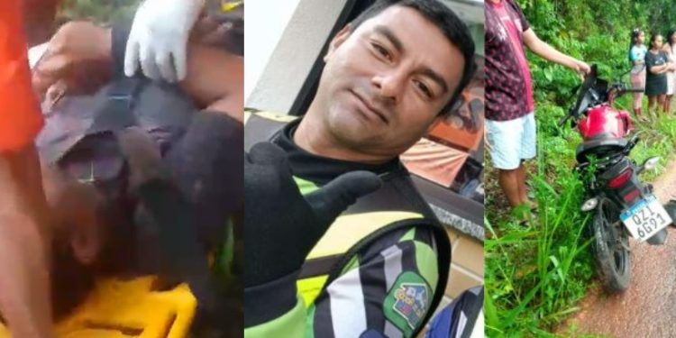 Vídeo mostra tentativa de salvar mototaxista que bateu em poste no Amazonas