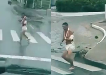 Vai pra onde? Paciente do João Lúcio é visto dando fugidinha só com fralda geriátrica; veja