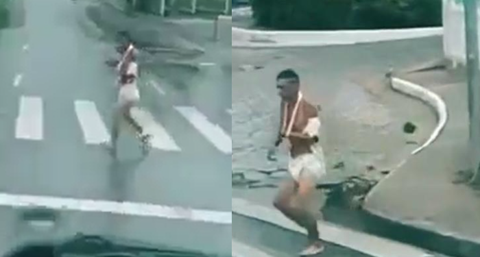 Vai pra onde? Paciente do João Lúcio é visto dando fugidinha só com fralda geriátrica; veja