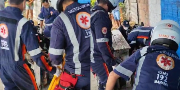 Depois de ser moído na pancadaria, homem é jogado em frente de borracharia em Manaus para morrer