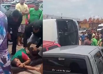 Vídeos urgentes: ônibus vira no Porto do Ceasa e deixa vários passageiros feridos