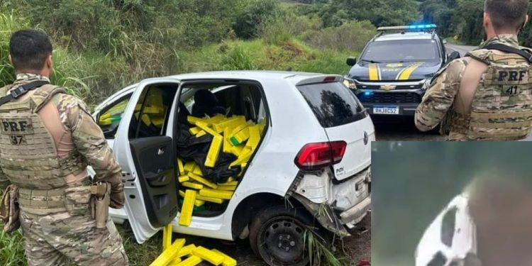 Veja: motorista de 16 anos foge da polícia e capota carro com 559 quilos de maconha