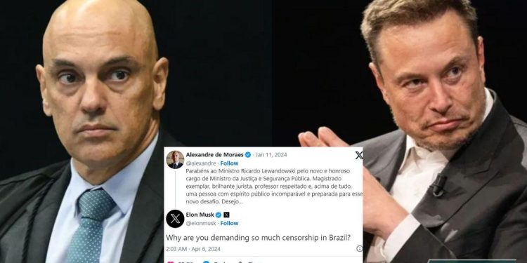 Musk questiona Alexandre de Moraes sobre censura no Brasil