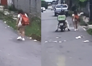 Vídeo mostra motoboy ‘Jack’ alisando parte íntima de jovem que andava no Dom Pedro; veja