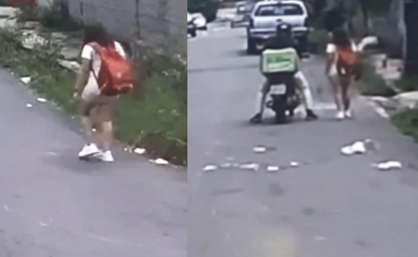 Vídeo mostra motoboy ‘Jack’ alisando parte íntima de jovem que andava no Dom Pedro; veja
