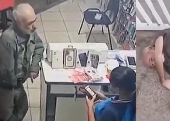 Vídeo: velho tarado abre a calça para atendente e acaba surr@do na rua