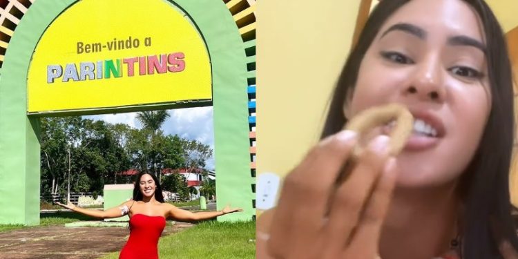Isabelle Nogueira pira com fritinho de crueira antes da Alvorada do Garantido
