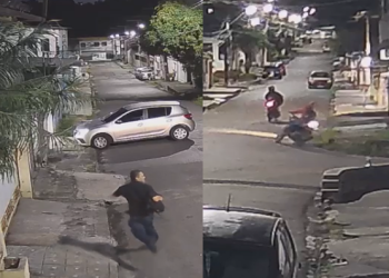 Vídeo: Câmeras registram trabalhador desesperado fugindo de assaltantes na Cidade Nova