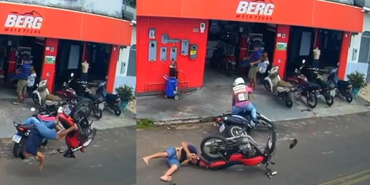 Vídeo: choque entre motos faz motoqueiro dar pirueta no Amazonas
