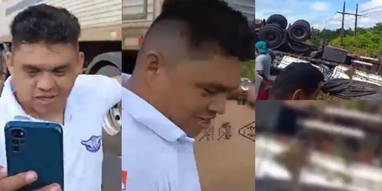 Vídeo: motorista de ambulância deixa caminhoneiro ferido para saquear carga no Pará 
