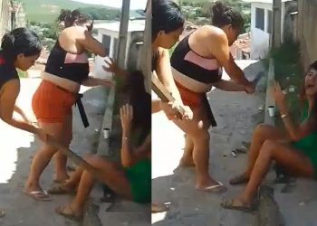 Vídeo: amigas unem forças para dar ripadas em suspeita de furtar celular