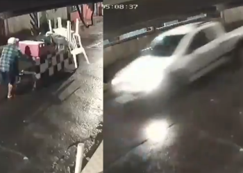 Vídeo mostra carro no Jorge Teixeira passando por cima de vendedor de café da manhã; veja