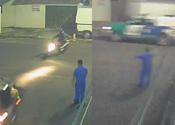 Vídeo: viatura da PM cruza com bandidos após assalto a operário em Manaus