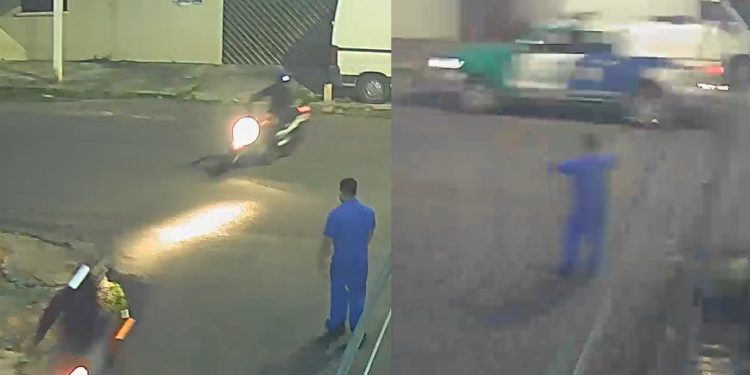 Vídeo: viatura da PM cruza com bandidos após assalto a operário em Manaus
