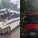 Ônibus escolar perde controle e bate violentamente na traseira de caçamba em Manaus