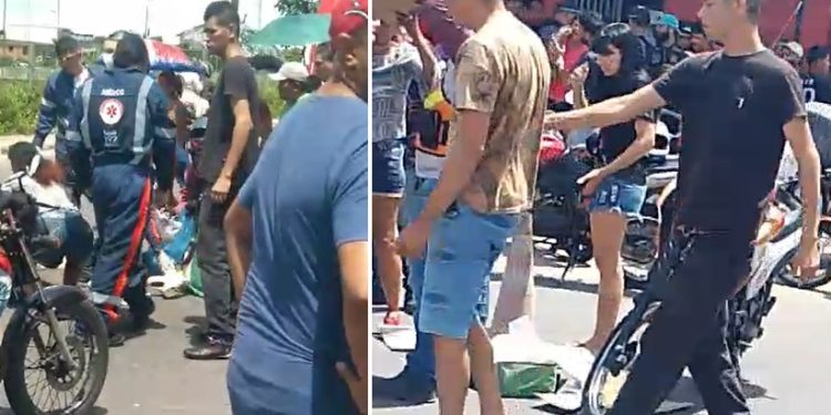 Vídeo: filho vê pai morto por atropelamento em Manaus e diz ao motoqueiro: ‘tu vai morrer’