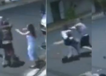 Vídeo mostra vítimas de assalto espancando marginais na rua