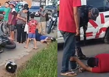 Vídeo: motoqueiro geme de dor após fraturar braço em acidente no Tarumã