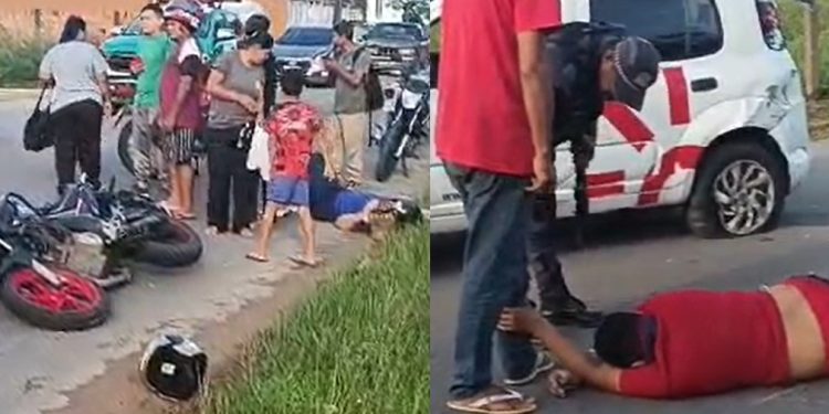 Vídeo: motoqueiro geme de dor após fraturar braço em acidente no Tarumã