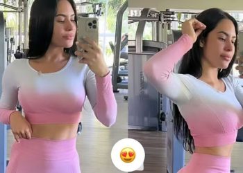 Isabelle dá surra de beleza na academia e dispara: ‘voltei com sede de ferro’