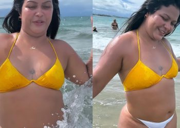 Talarica da Bemol exibe barriga nas praias do Nordeste: ‘parece a Jojo Todybho’