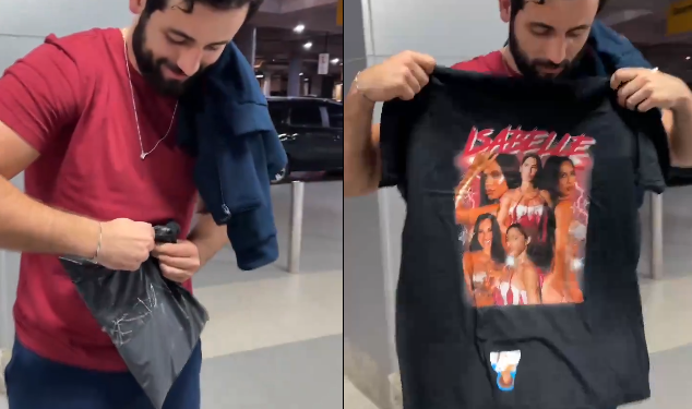 Cheio de saudades, Matteus volta a Manaus e ganha camisa com o rosto de Isabelle; veja