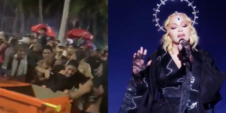 Veja momento em que fãs da Madonna jogam bandido na lixeira no RJ